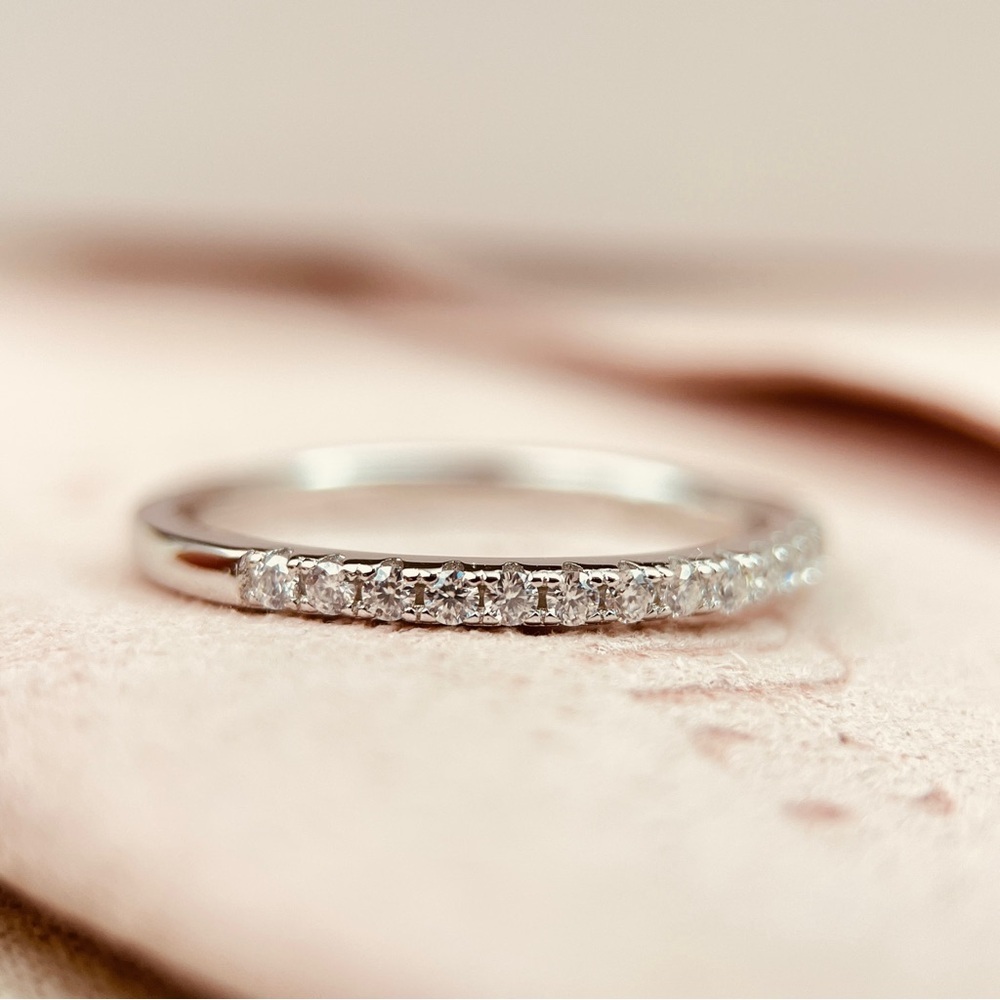 0.33ctw 18K Gold Plated S925 Moissanite Diamond Half Ring Band/Guard - Picture 3 of 4